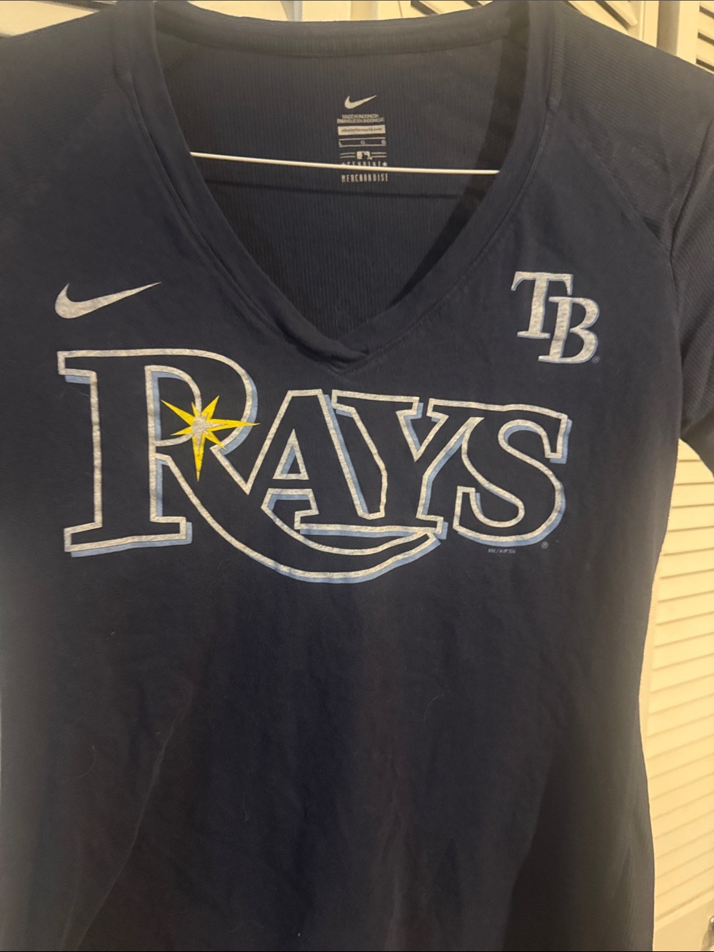 Nike Navy Tampa Bay Rays Short Sleeve Tee with White & Yellow Logo - Picture 3 of 3
